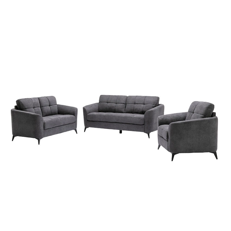 Velvet Fabric Sofa Loveseat Chair Living Room Set