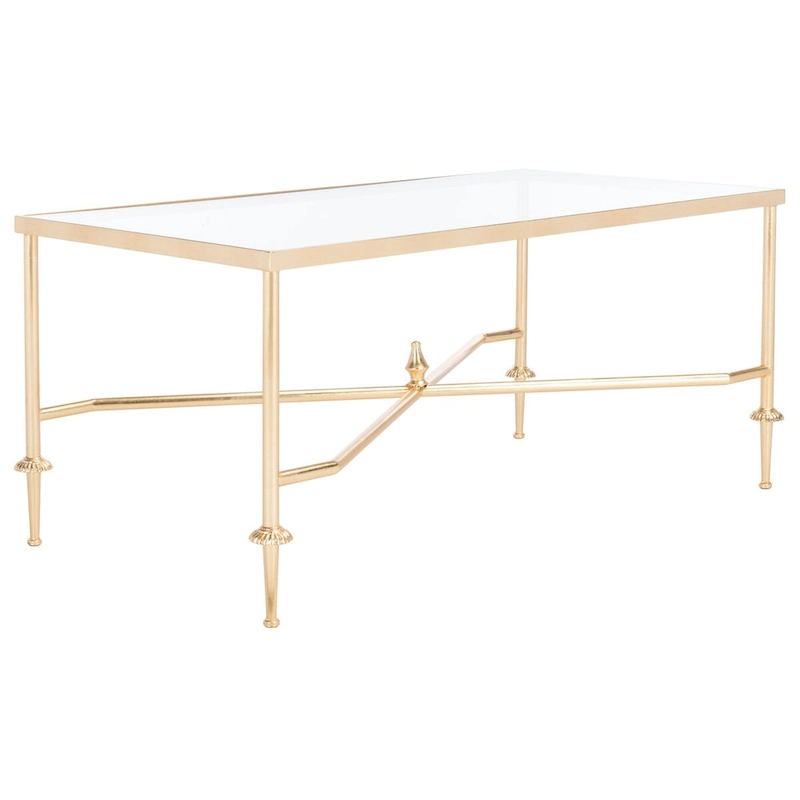 SAFAVIEH Couture Araminta Gold Leaf Coffee Table - 44 W x 24 L x 20.5 H - 44Wx24Dx21H