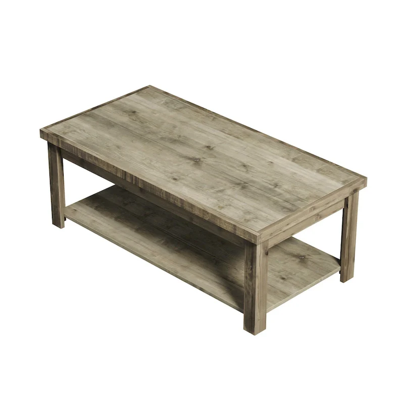 Bridgevine Home Joshua Creek 48 inch Coffee Table, No Assembly Required, Barnwood Finish