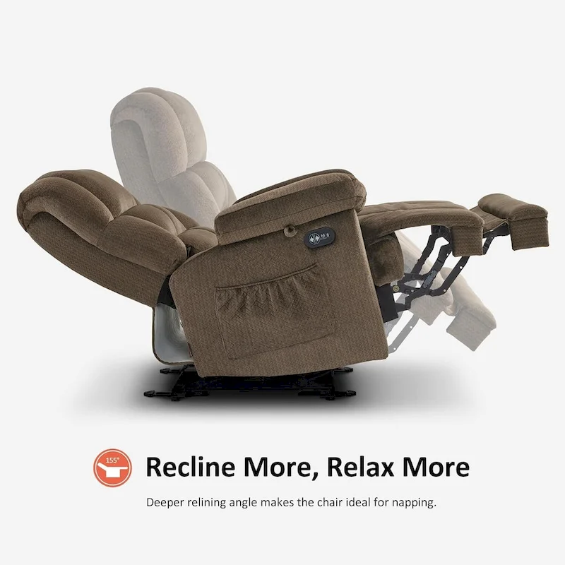 Electric Power Recliner Chair with Heat and Massage, Fabric