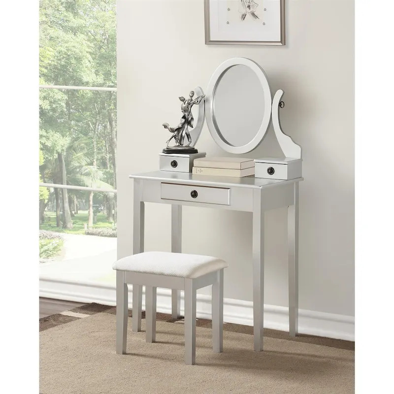 Moniys Wood Moniya Makeup Vanity Table and Stool Set