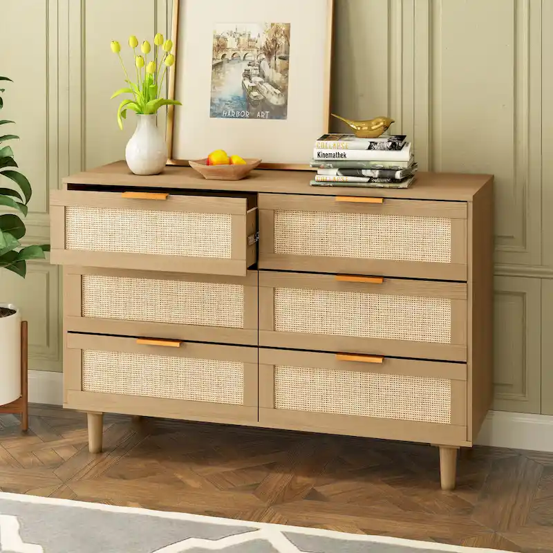 6 drawers Rattan dresser Rattan Drawer, Bedroom,Living Room