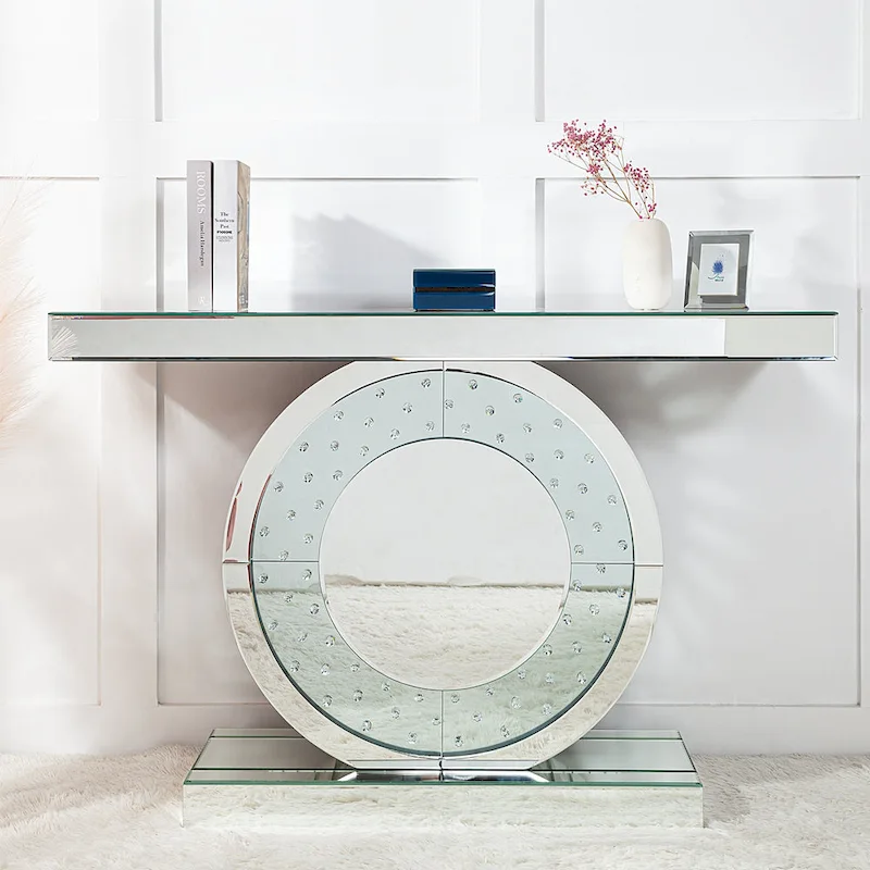 Modern Console Table with Crystal Base Entryway Sofa Table