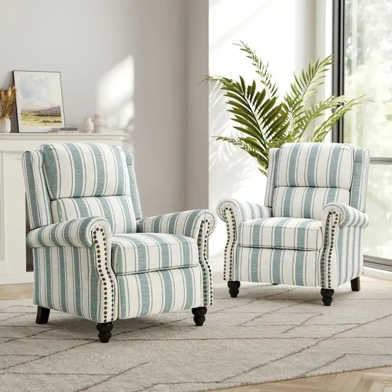 2 Set Modern Padded Seat Recliner Chair with PU Leather/Fabric