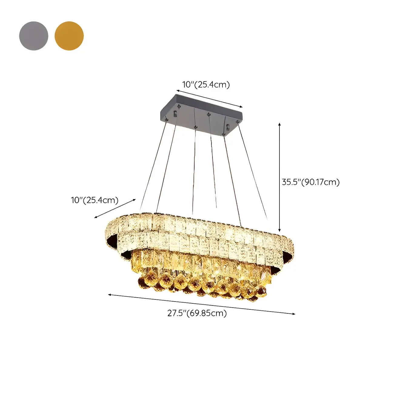 Elegant Gold/Silver Crystal Kitchen Island Pendant Light