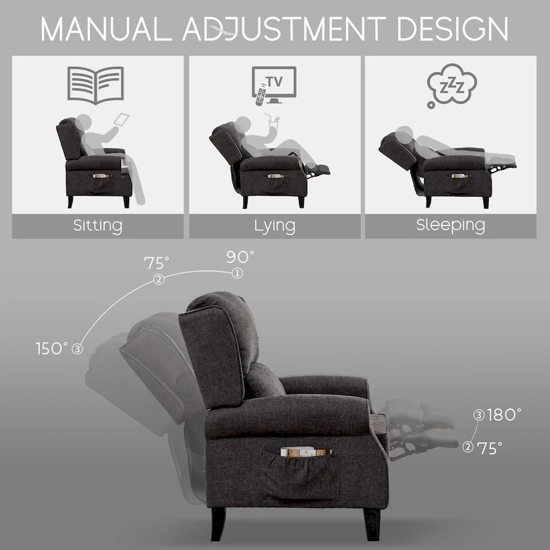 HOMYKA Manual Pushback Recliner Adjustable Accent Chair Wingback Armchair Set of 2