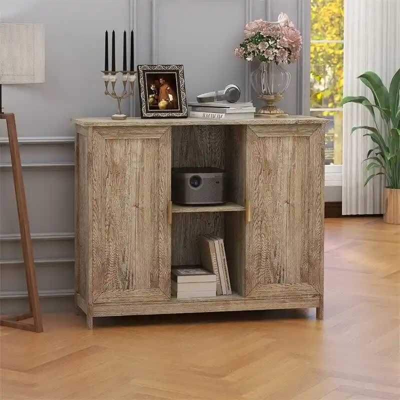 Credenza Buffet Cabinet Wooden Coffee Bar Cabinet - 11.8 D x 39.4 W x 30.7 H