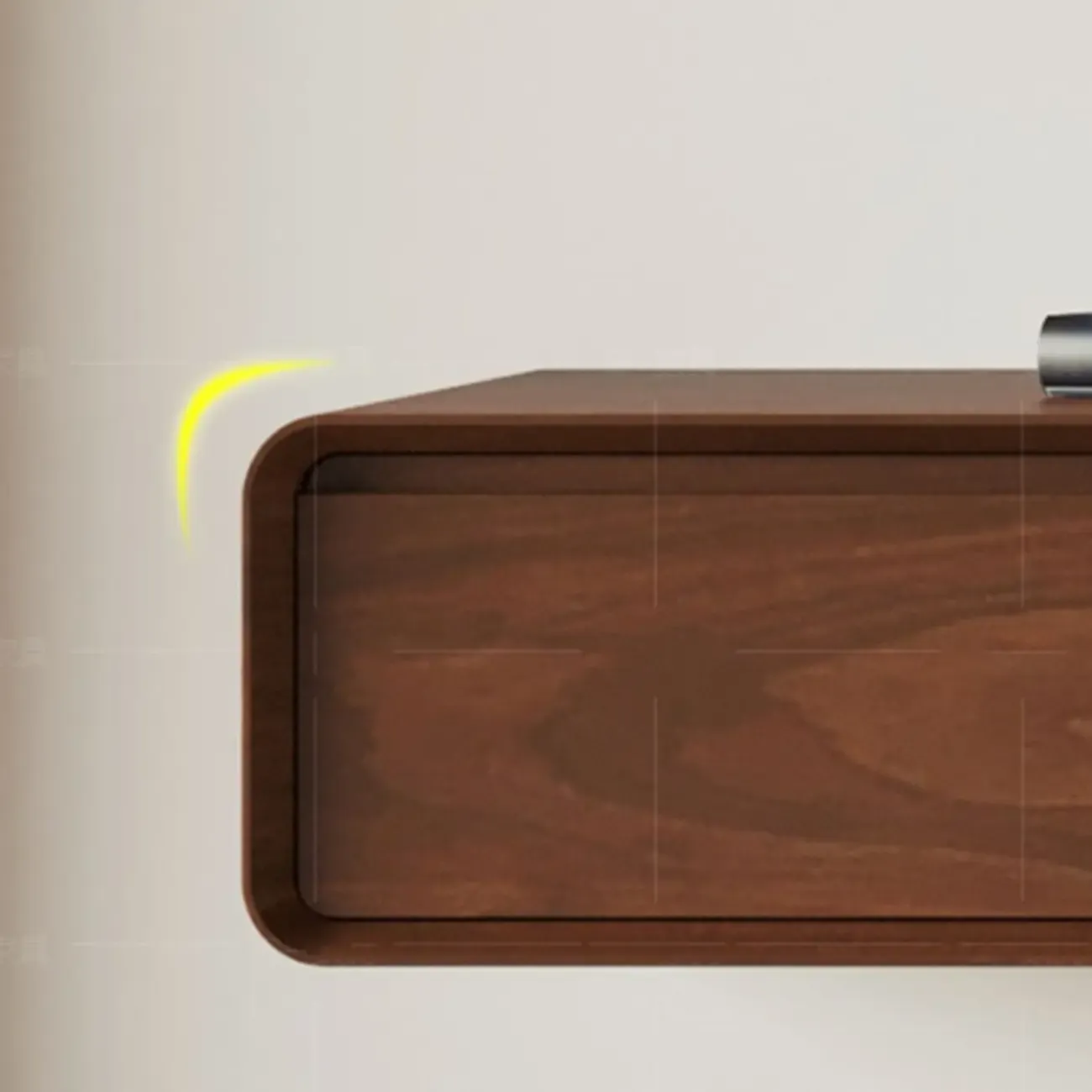 Walnut-Black Wood Drawers Floating Mount TV Stand Wall-Mounted