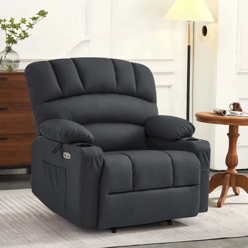 MCombo Power Lift Recliner Chair Sofa with Massage and Heat, Faux Leather R7096 (Medium-Wide)