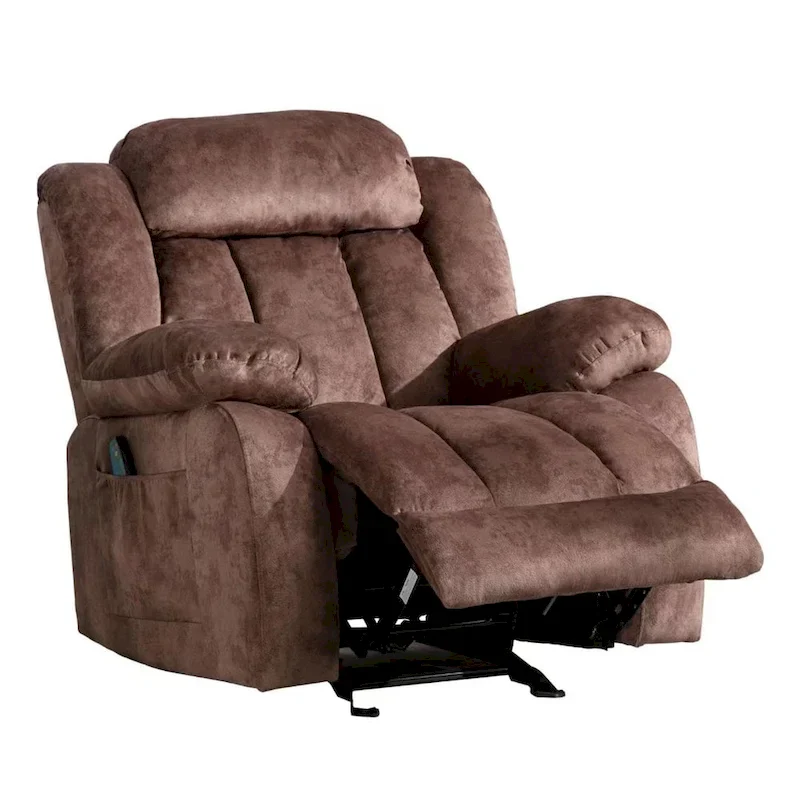 Soft Fabric Overstuff Manual Recliner with Massager and Heat