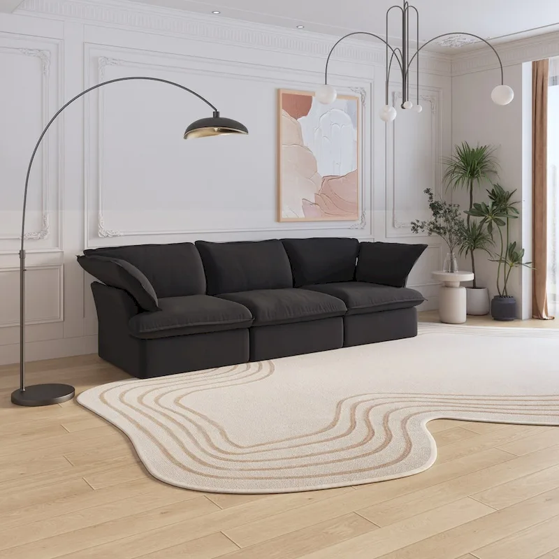 Large 4 - Piece L-shaped Sectional Sofa Modern Linen Upholstered Couches