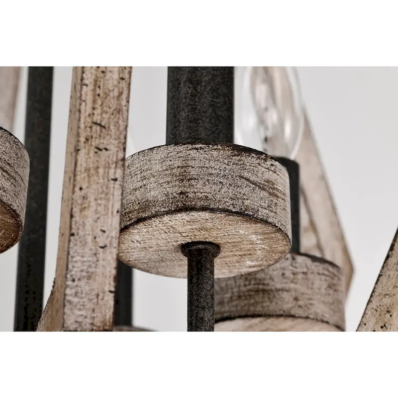 Cydney 16 Inch Geometric Shape Wood Grain Finish Pendant 6 Light