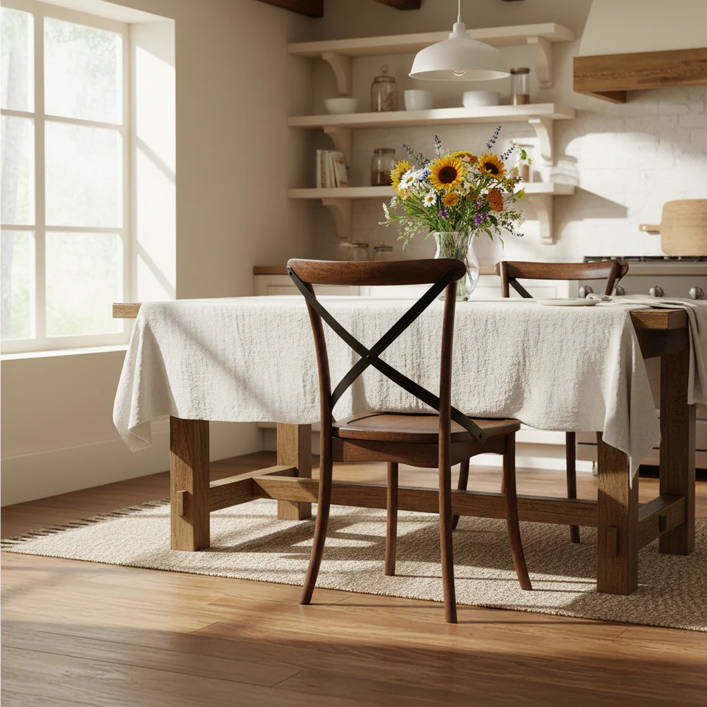 Brown Solid Wood Cross Back Dining Side Chairs and Classic Style Set of 2 - 18 L x 21 W x 35 H