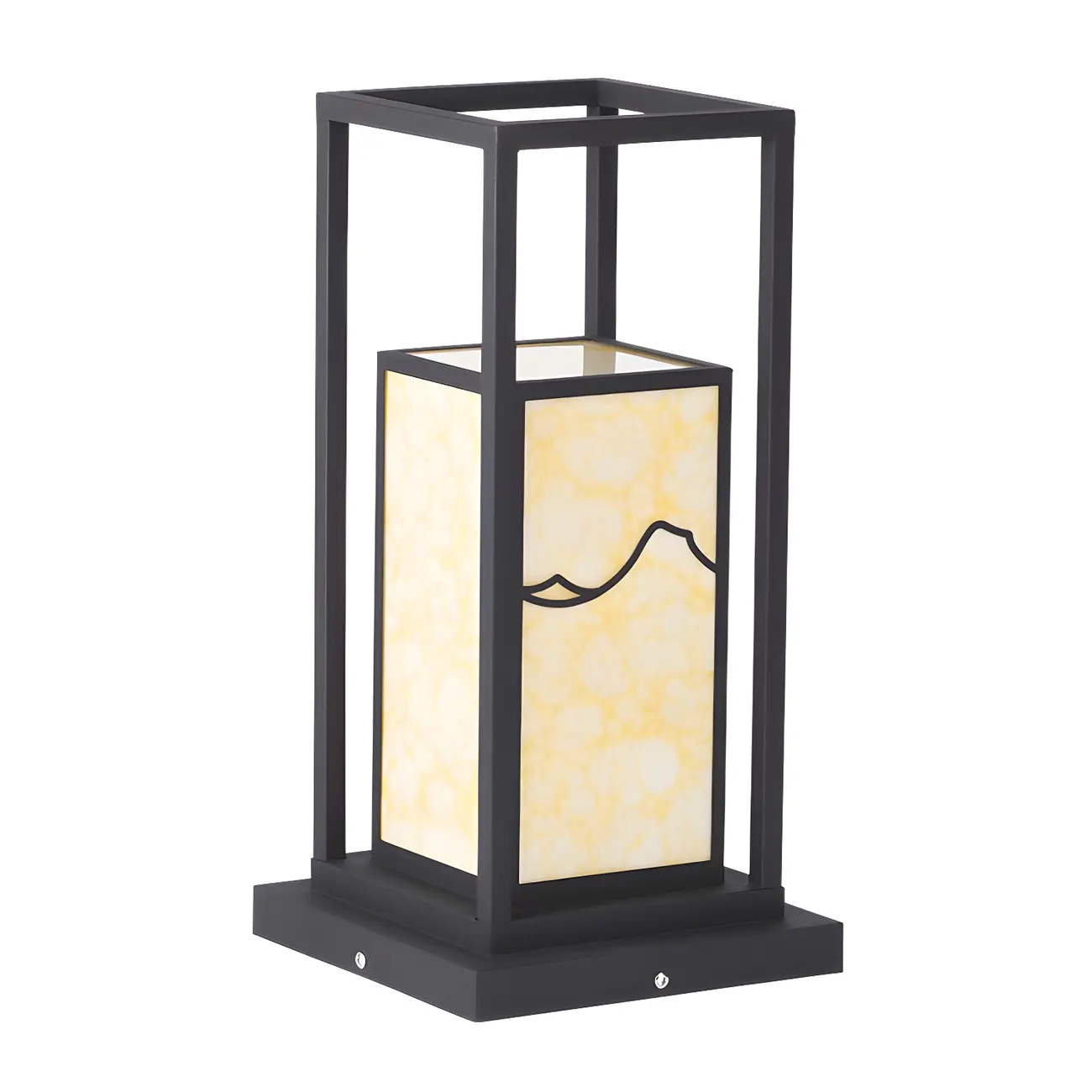 Black Metal Glass Geometric Post Cap Light