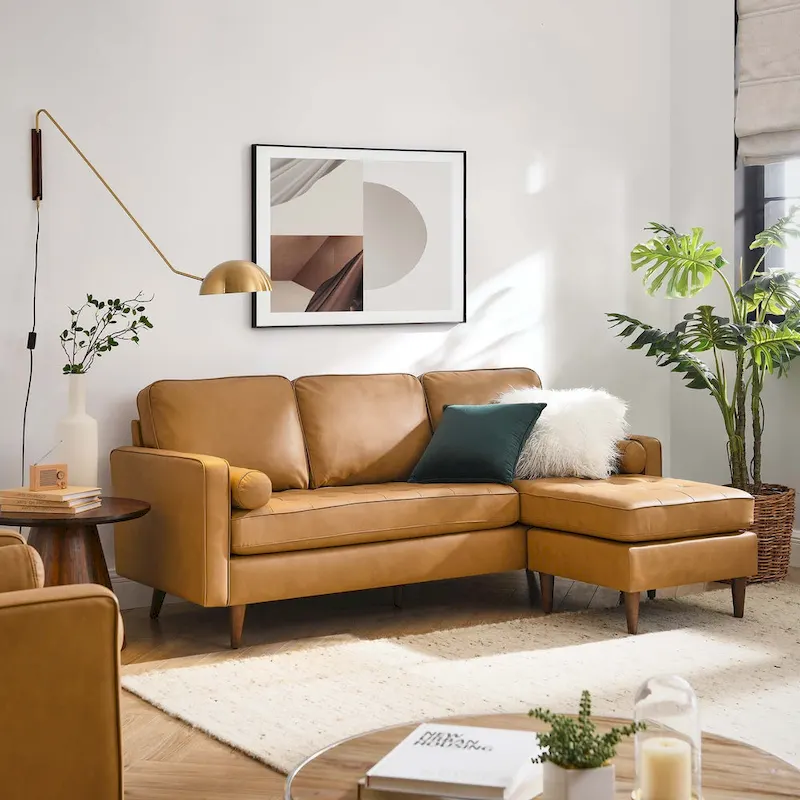 Valour 78 Leather Apartment Sectional Sofa