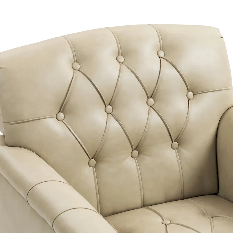 Tufted Vegan Leather Accent Chairs Set of 2, Armchair with Nailhead Trim