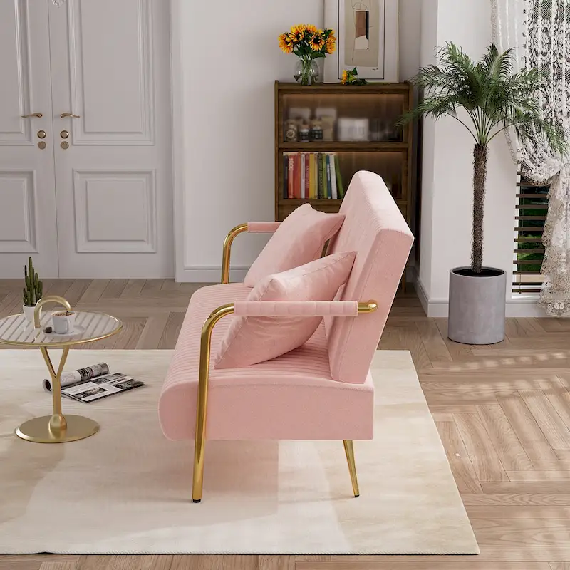 Ouyessir Upholstered Loveseat, Tufted Back Couch, Accent Armchair with 2 Pillows