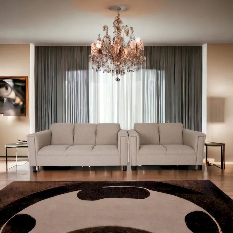 Coast to Coast Sofas Mid Century Modern Loveseat and Sofa Set Polyester Nylon Solid Wood Frame Upholstered