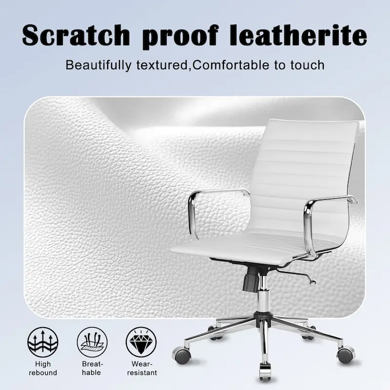 CAROCC Ribbed Computer Office Chair Swivel Lift tilt function Ergonomic Premium Leather Desk Armchair