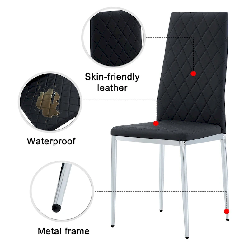 Dining chair, black chair and 6-piece set of