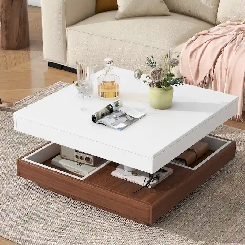 Modern Square Rotating Coffee Table