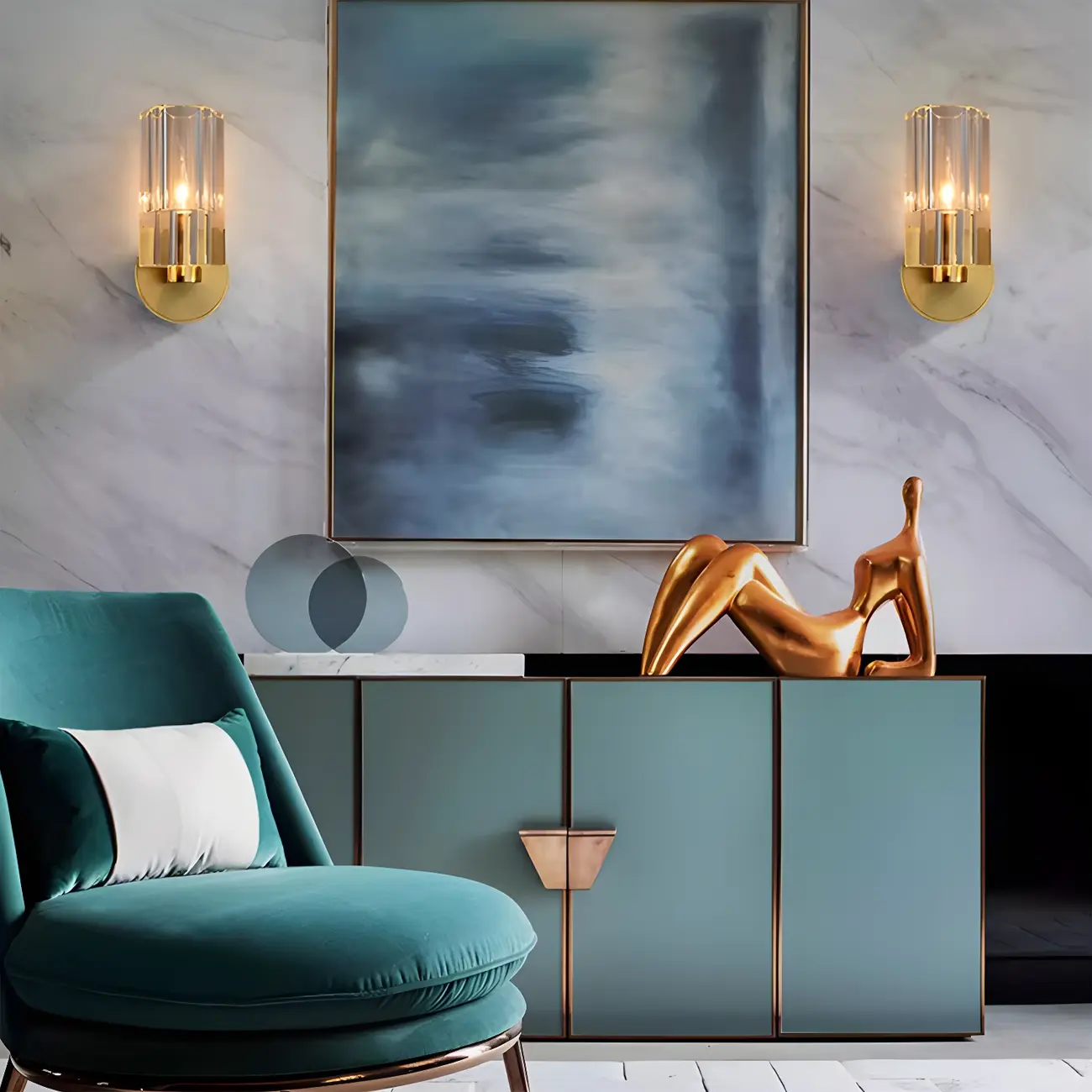 Mini Modern Elegant Gold Up Crystal Cylinder Vanity Light