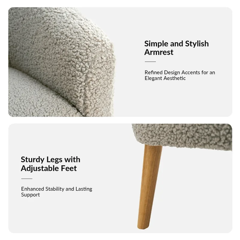 Sheila Modern 30 W Boucle Armchair with Solid Wood Legs Set of 2 by HULALA HOME