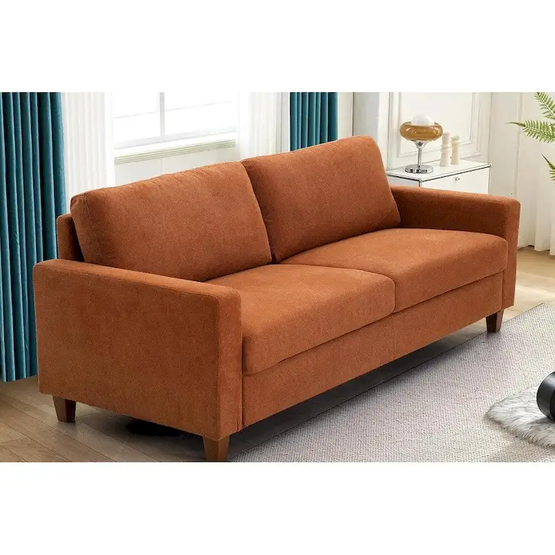 Miles Mid Century Modern Loveseat 2 Seater Sofa Couch with Reversible Back Pillows Large