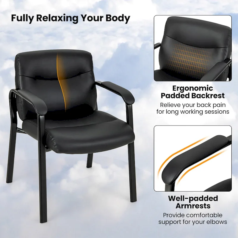 Gymax Set of 10 Waiting Room Chair No Wheels w/ Padded Armrests Guest