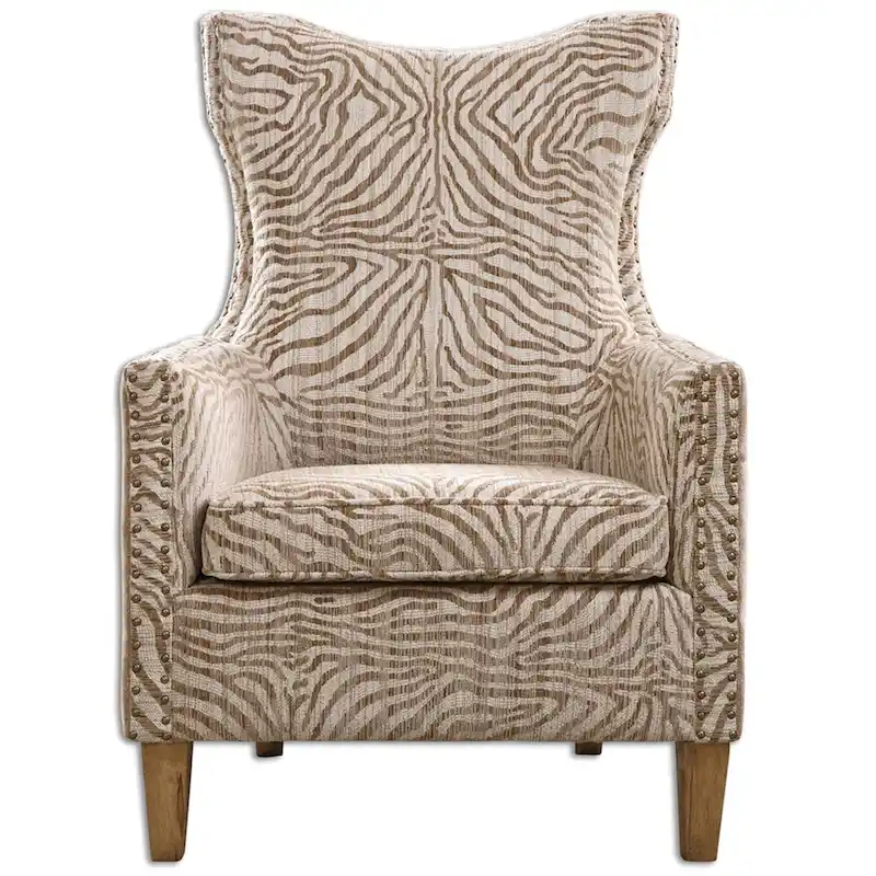 3.5' Matthew Williams Plush Neutral Toned Animal Pattern Armchair