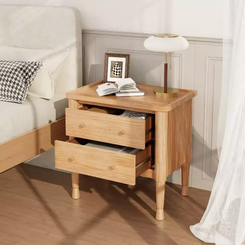 Modern Wooden 2-Drawer Nightstand with Tray Top