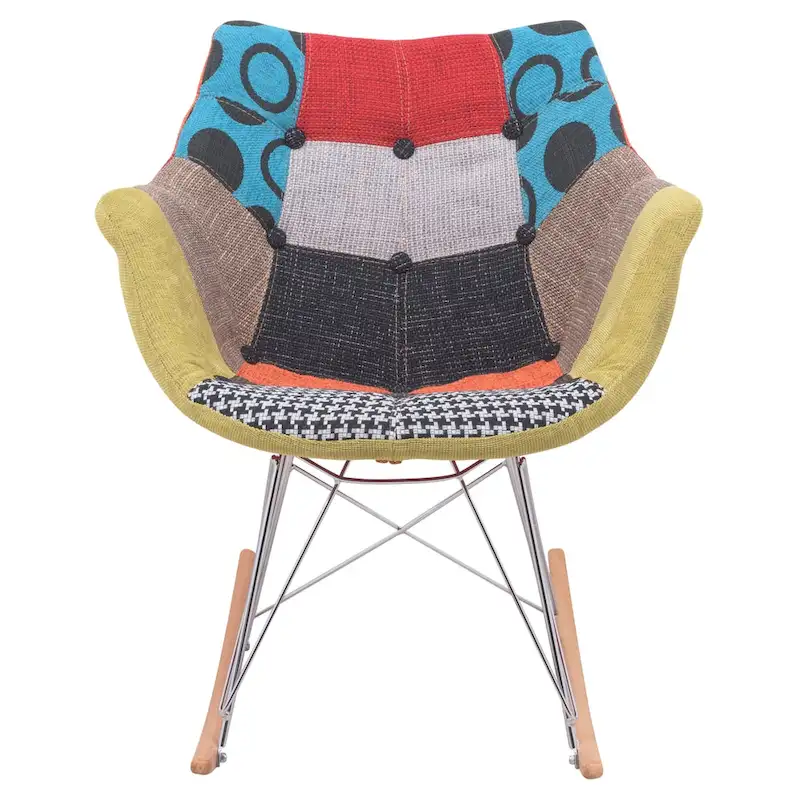 Polyester Upholstered Rocking Nursing Chair - Modern Accent Armchair for Home, Living Room, Bedroom