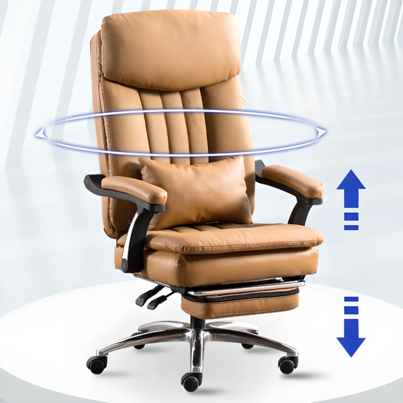 Stylish Brown Leather Reclining Executive Office Chair