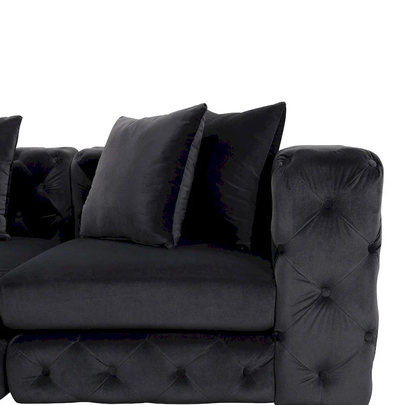 Large L-Shaped Modular Sofa, 5-Seat Velvet Sectional Couch