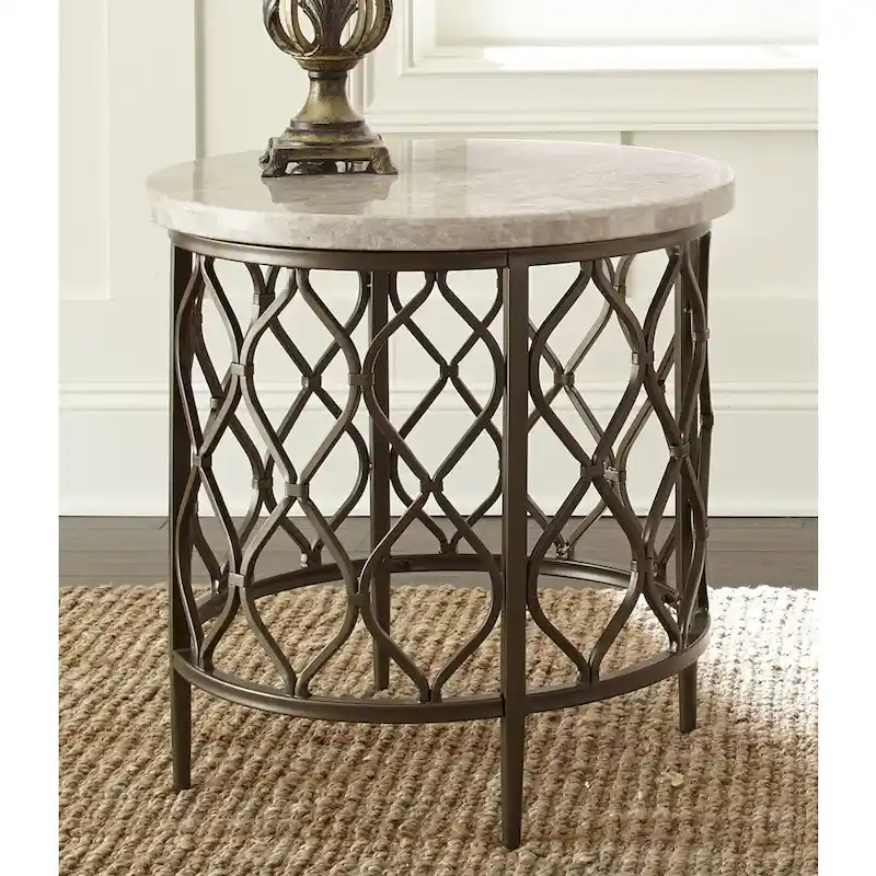 Stone Top Round Side Table