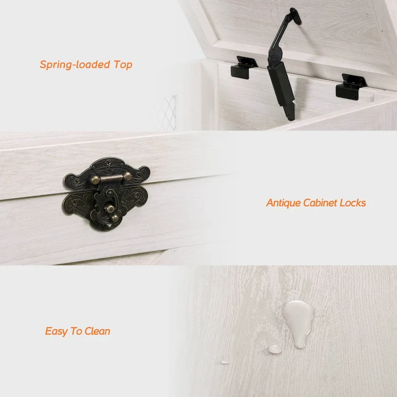 Lift Top End Table,Nightstand with Rustic Lock