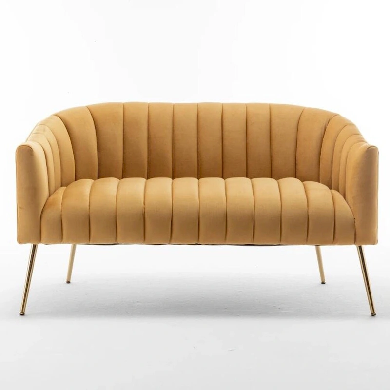 SEYNAR Modern Glam Comfy 50 Metal Legs Curved Sofa 2 Seaters Loveseat with Tufted Back