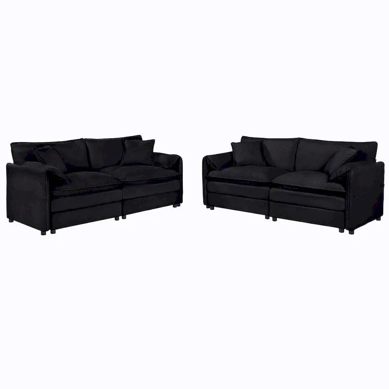 75.59 Chenille Cloud Loveseat Sofa with Deep Seat and 4 Pillows