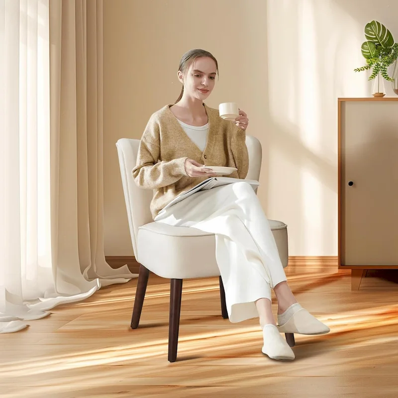 Modern Velvet Accent Chair, Soft Upholstered Living Room Chair with Wooden Legs