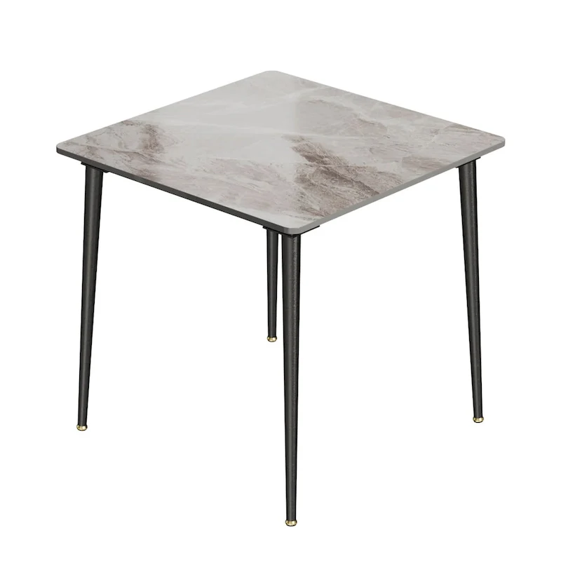 Modern Slate Kitchen Dining Table with Sintered Stone Top Metal Legs (Table Only) - 31.5x31.5x30 inch