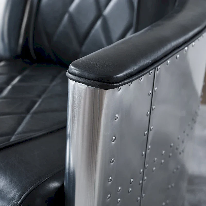 Art Leon IndustrIal Retro Top Grain Leather & Aluminum Accent Chair