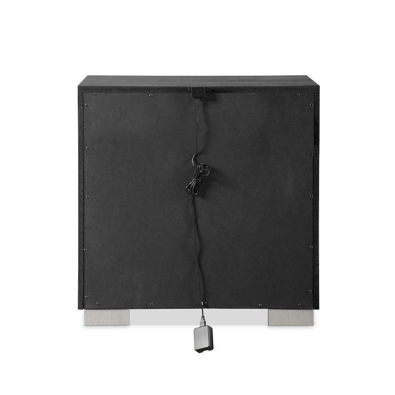 Furniture of America Alaric Modern Black Solid Wood 3-Piece Bed and 2 Nightstand Bedroom Set With LED Headboard