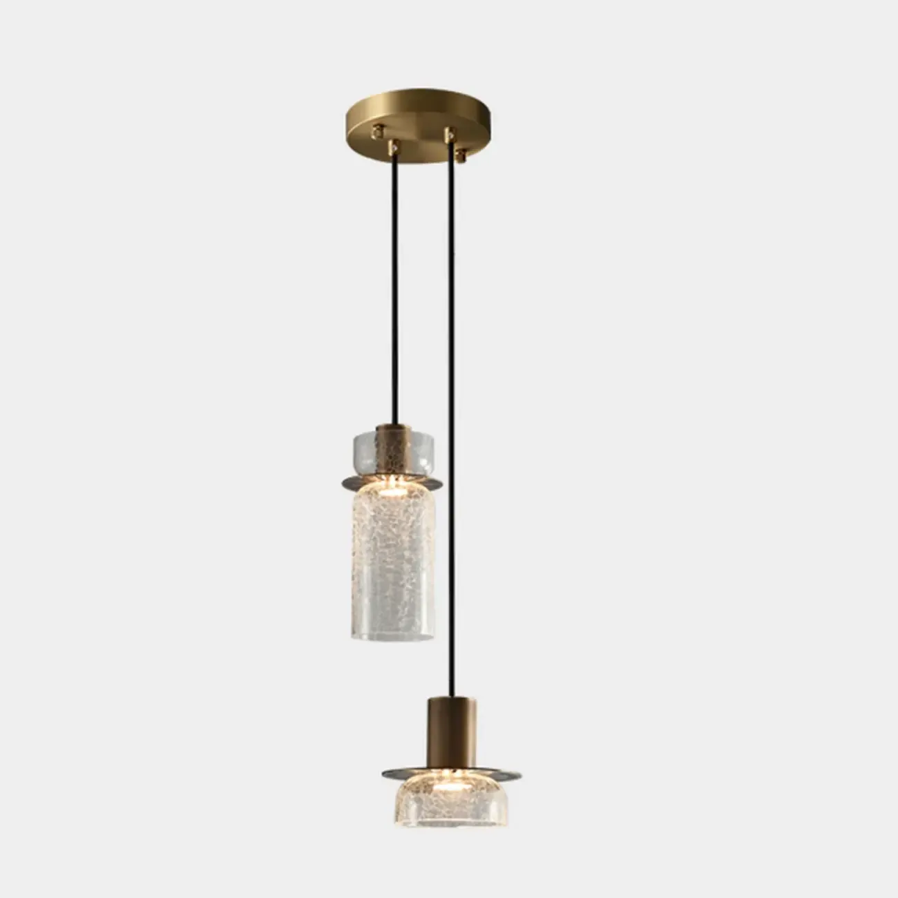 Modern Brass Metal Crackle Glass Warm LED Pendant Light