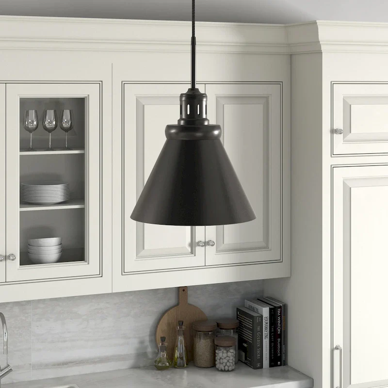 Zeno 12  Wide Pendant with Metal Shade