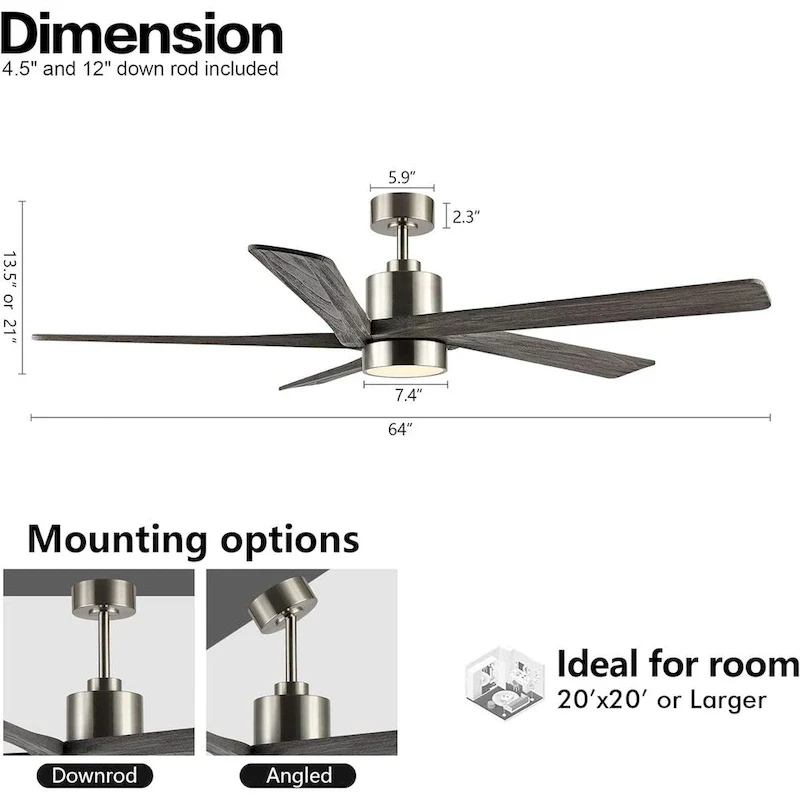 AeroBlade 64  5-Blade 6-Speed Ceiling Fan with LED Light
