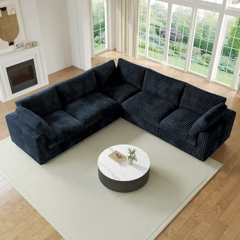 Cloud Corner Sofa Soft Plush Upholstered Modular Sectional Sofa Down Filled Living Room Couch