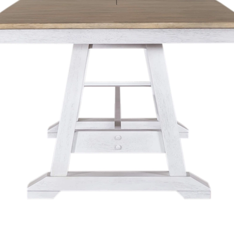 Lindsey Farm Weathered White & Sandstone 7 Piece Trestle Table Set