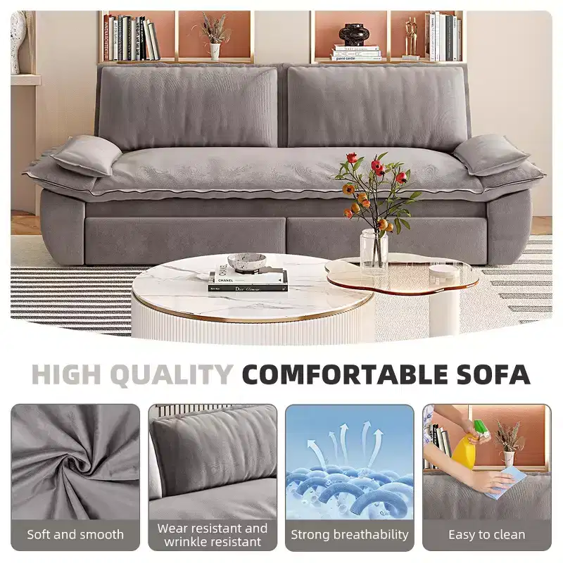 Whisen 3-in-1 Queen Velvet Sleeper Pull Out Sofa Bed, Convertible Loveseat Sofa Couch