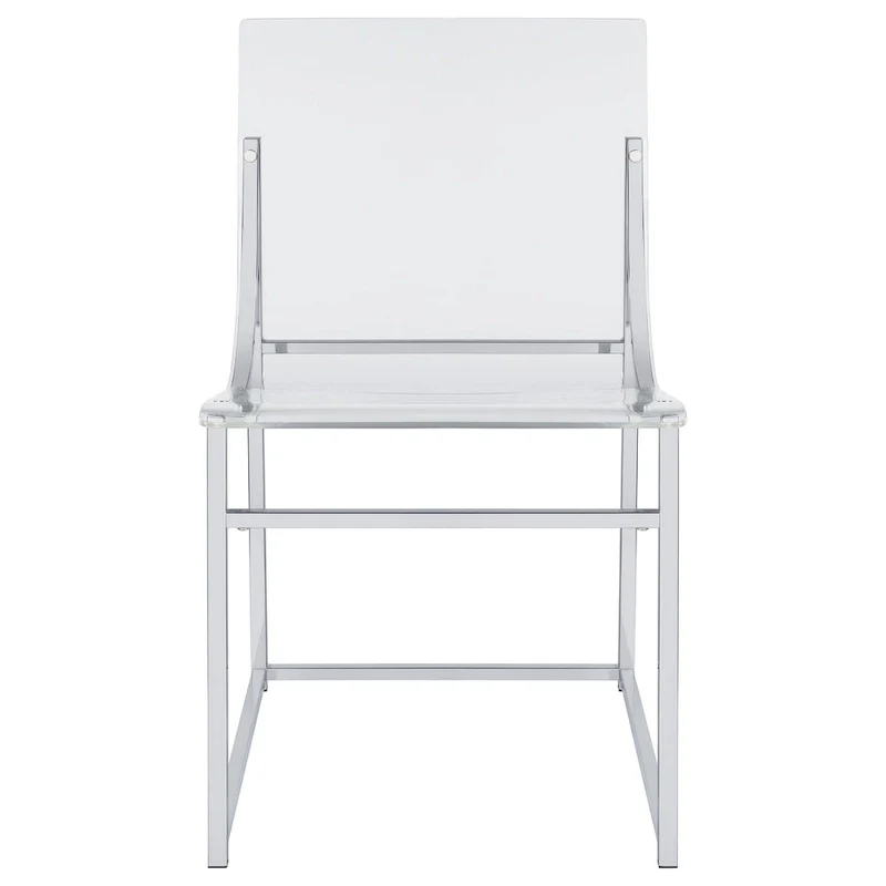18 Inch Dining Side Chair, Acrylic Clear Curved Seat, Chrome