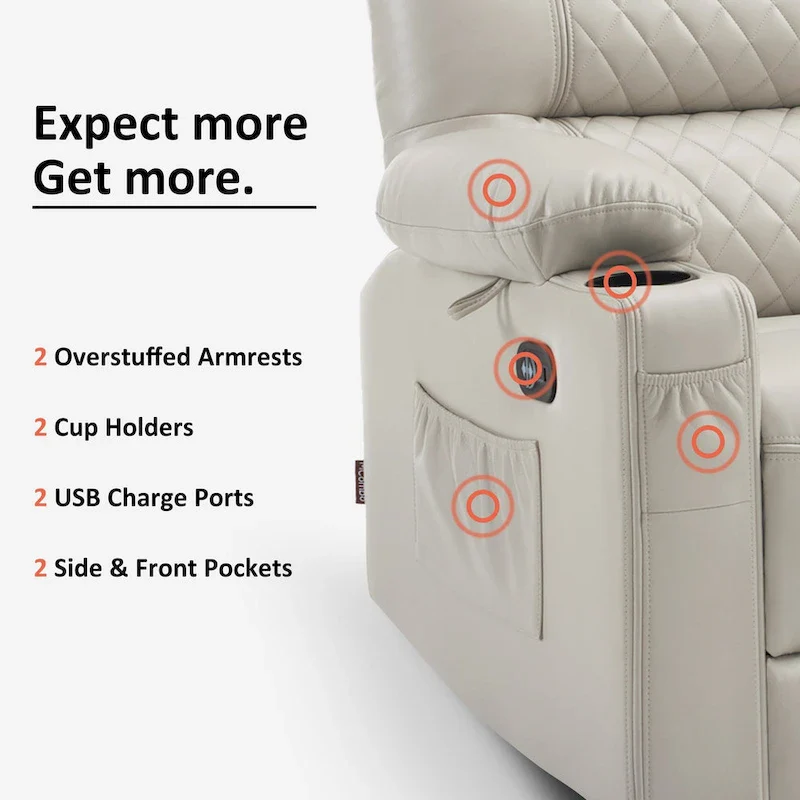 Power Recliner Loveseat, Saddle/Dark Brown/Light Grey, Heat & Massage, Seats 2